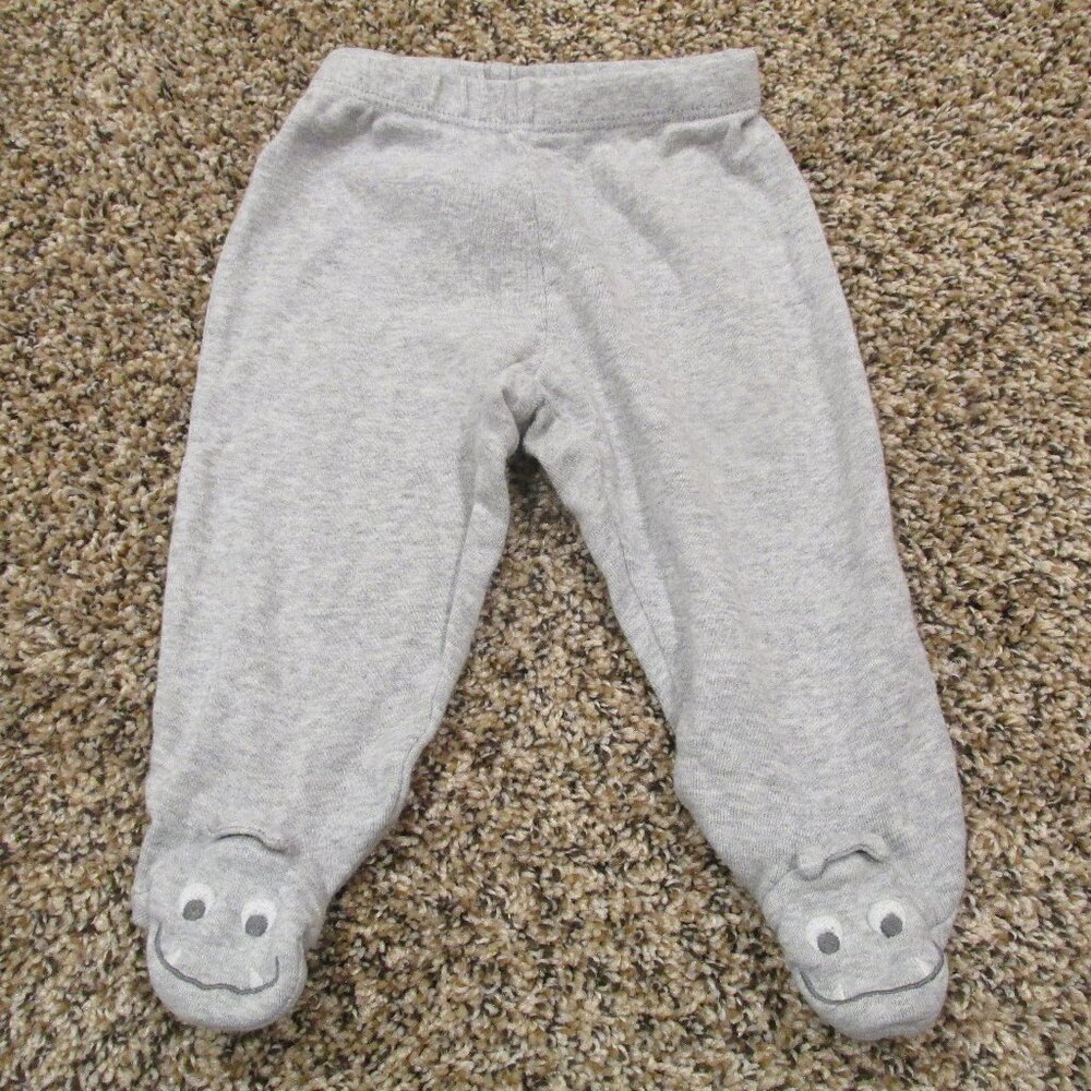 Carters Pull On Footed Sweatpants Infant Boys 3M Gray Elastic Jogger Bottoms